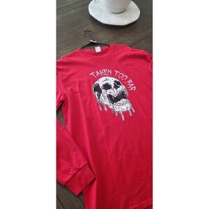 #5 2XLT SKULL LONG SLEEVE BIKER PRINT PORT & COMPANY SUPER CLEAN VINTAGE TEE